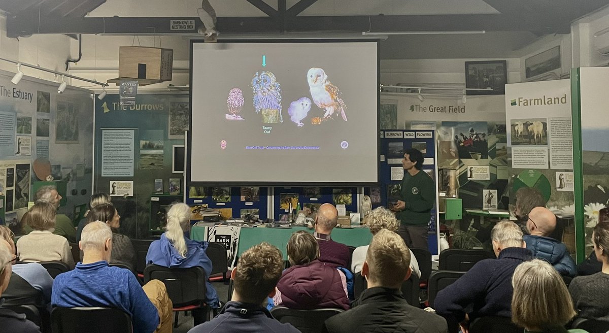 CentreBraunton's tweet photo. A great evening of talks last night with the @barn_owl_trust 🦉
We heard how the Barn owl lives, hunts & how they are coping in our changing climate.
The @barn_owl_trust do lots of surveying, report your sightings of barn owls on their website.
#connect2nature https://t.co/Y3ewLAuwub