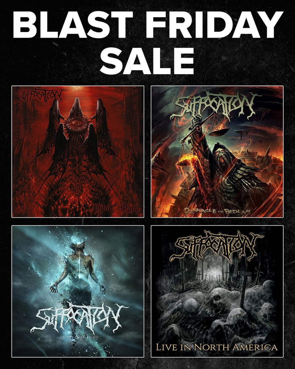 Blast Friday deals on select Suffocation releases at the @nuclearblast U.S. store through November 27th at geni.us/BlastFriday-US… Ships Worldwide