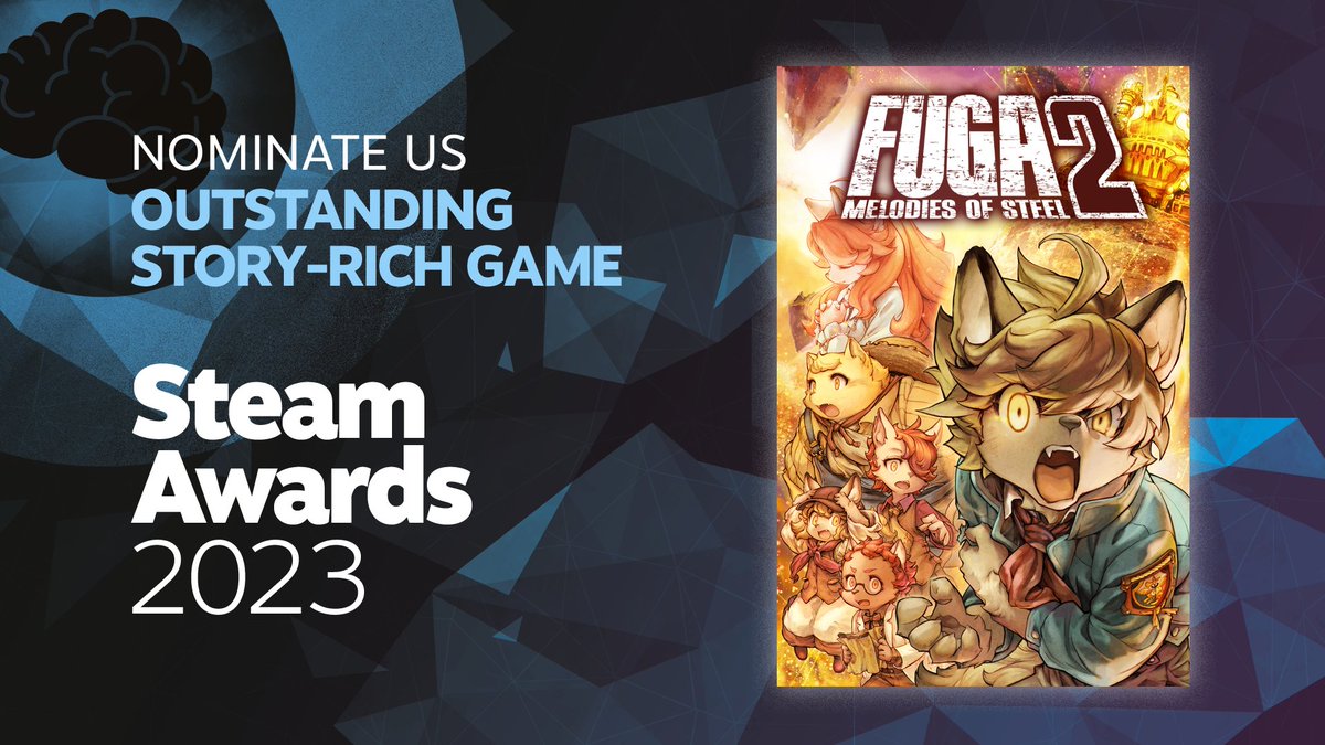 📢The Steam Awards 2023 nominations has started!
We would appreciate it if you could vote for #Fuga2 as "Outstanding Story-Rich Game Award." Thank you for your support!

📅Voting ends 3AM (PT), 11/28.
#SteamAwards #FugaMelodiesofSteel2
store.steampowered.com/news/app/20013…