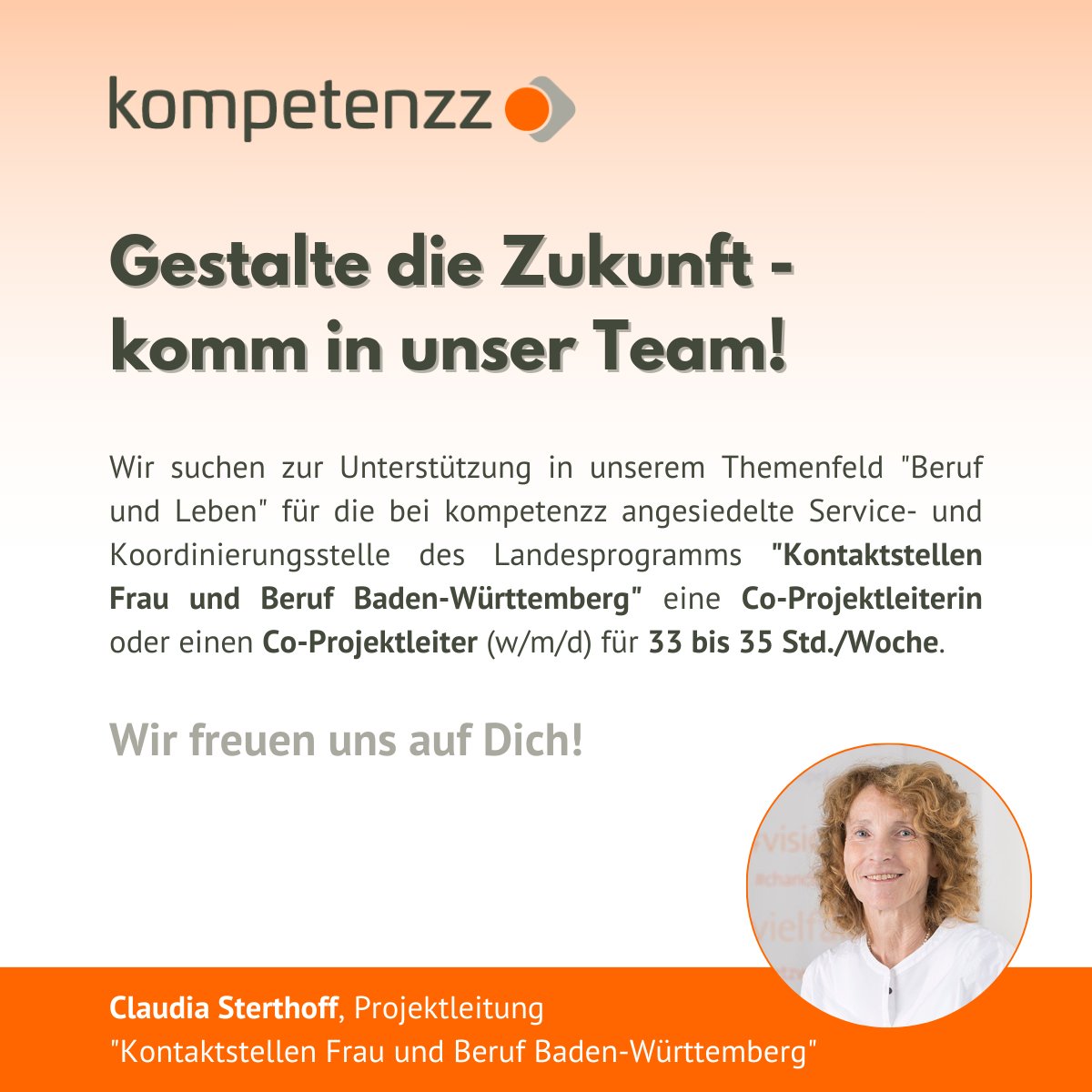 Die Service- und Koordinierungsstelle (SeKo) fungiert als Schnittstelle zu neun Kontaktstellen und ist Ansprechpartnerin des Ministerium für Wirtschaft, Arbeit und Tourismus Baden-Württemberg, das das Programm fördert.🤗 Wie freuen uns auf Deine Bewerbung! kompetenzz.de/kompetenzz/job…
