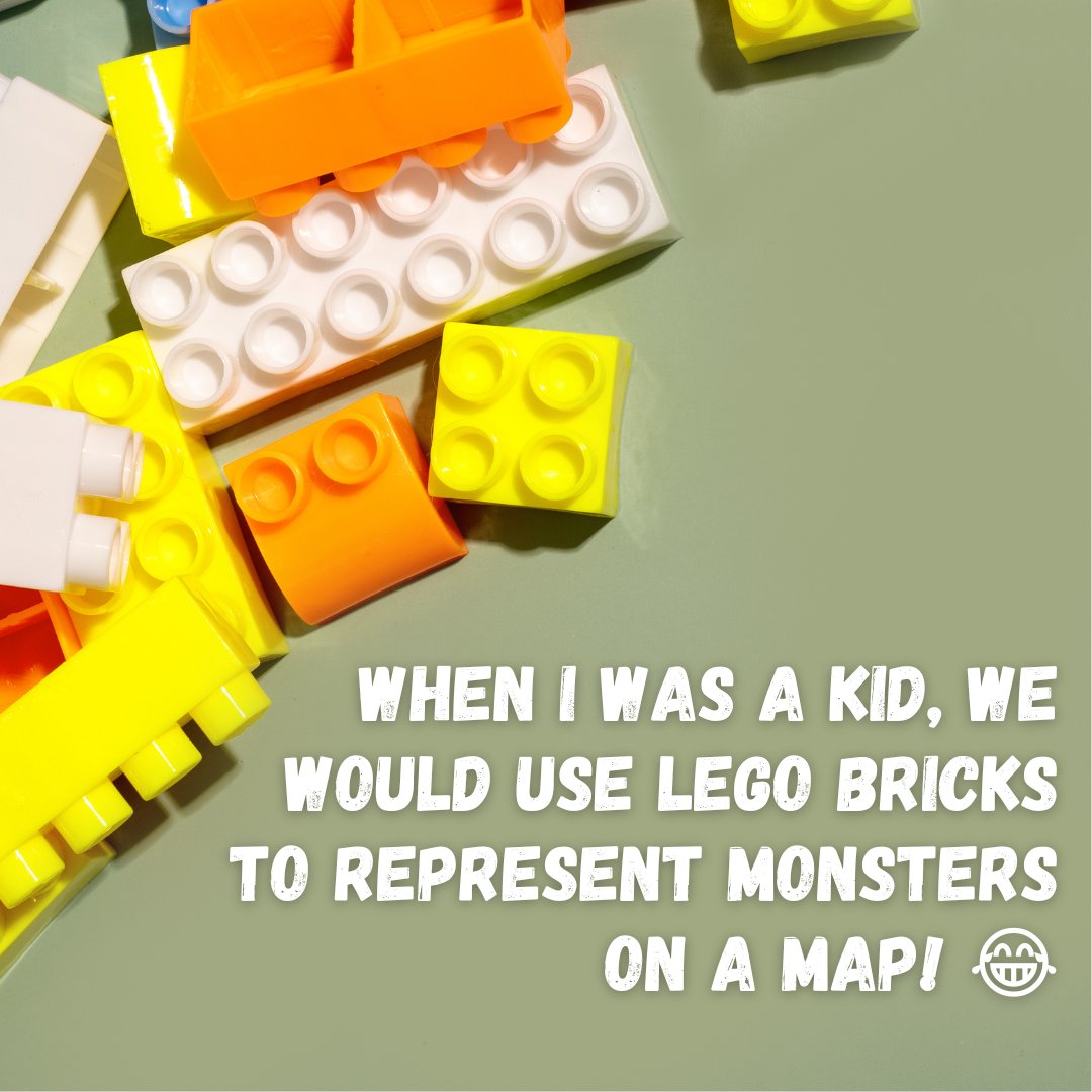 perilplanet's tweet photo. That time when a blue Lego brick was the most terrifying monster! When we were kids, playing #DnD for the first time, we didn't have miniatures. What creative solutions have you used in your RPGs? #DIYRPG #CreativityInPlay #roleplayinggames #Flashback https://t.co/0p1to7Sgw5