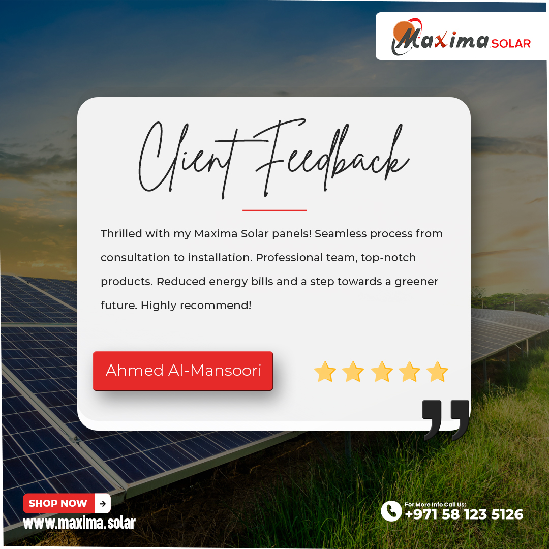 Happy and Satisfied Clients are the Prettiest!💫✨
Buy all the solar components online!
Visit our website or contact us at:
📞+971 55 455 5035
🌐maxima.solar
#maximasolar #solarcomponents #solarpanels #solarkits #batteries #buyonline #Dubai