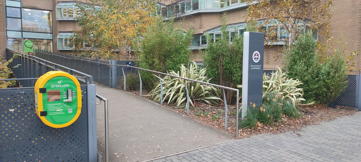 A defibrillator❤️‍🩹 right at the entrance of Murchison House. Come to our CPR AWARENESS SESSION, next to the coffee shop from 9-12pm. 
Everyone welcome! LET'S SAVE A LIFE!
<a href="/EdinUniStudents/">Student News | University of Edinburgh</a> <a href="/EdinburghUni/">The University of Edinburgh</a> <a href="/nursing_studies/">Nursing Studies</a>