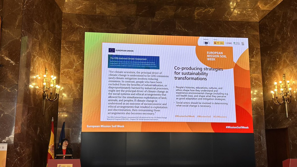 Hablar de transformación en sistemas alimentarios para mitigar el cambio climático implica compromisos serios en la recuperación de la salud del suelo que incluya la investigación🧬, la sociedad👩‍🌾🧑‍🌾, las artes🎨 y las políticas públicas 📑 #MissionSoilWeek #MissionSoil #EUsoil