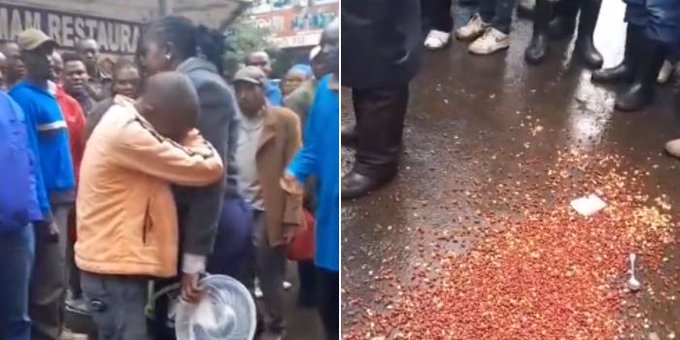 A hawker in Nairobi cries bitterly after his nuts are spilled on the ground by an official of the City Council of Nairobi #Sakaja #No means No #EpicStartsHere