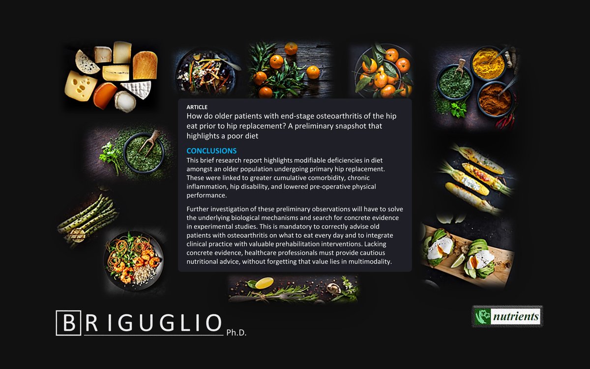 How do older patients with end-stage osteoarthritis of the hip eat prior to hip replacement?

Read our cross-sectional study:
mdpi.com/2072-6643/15/2…
#dietitian #prehab #hipreplacement