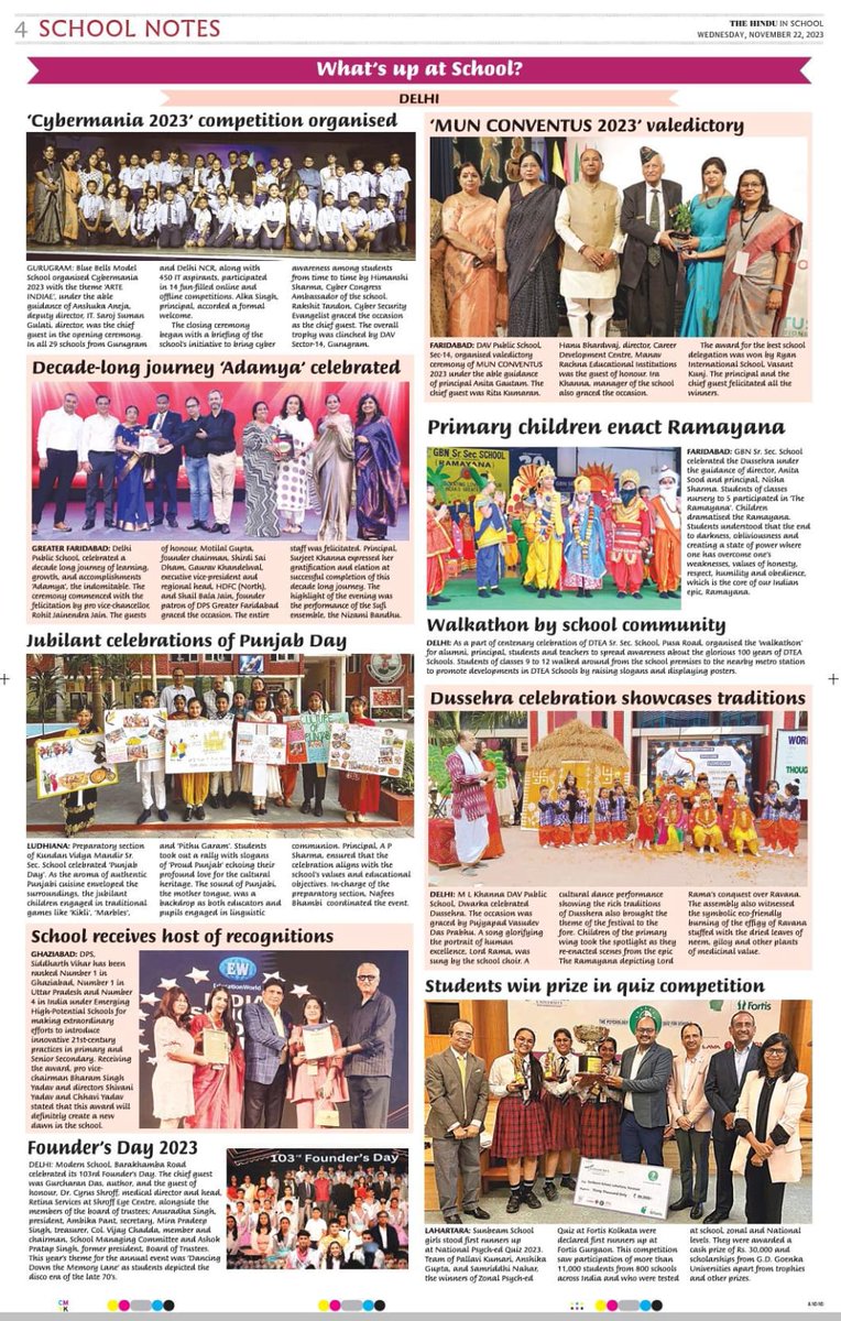 dpssiddharthvih's tweet photo. DPS Siddharth Vihar featured in the leading newspaper 'The Hindu' on 22nd November 2023, for securing 'EducationWorld India School Grand Jury Rankings 2023-24 Awards'.
#DPSSIDDHARTHVIHAR #DPSSV #THEHINDU #EDUCATIONWORLD https://t.co/u7Fl3UJ4f7