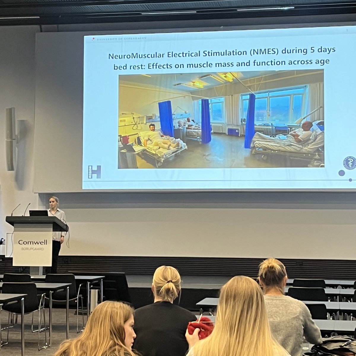 Institute of Sports Medicine Copenhagen (@ismcopenhagen) on Twitter photo Sophie Krarup Hansen whose PhD is co-supervised by <a href="/JakobAgergaard/">Jakob Agergaard</a> presents “Neuromuscular electrical stimulation (NMES) during 5 days bed rest: Effects on muscle mass and function across age”
#MUSKOS Sophie Krarup Hansen whose PhD is co-supervised by <a href="/JakobAgergaard/">Jakob Agergaard</a> presents “Neuromuscular electrical stimulation (NMES) during 5 days bed rest: Effects on muscle mass and function across age”
#MUSKOS