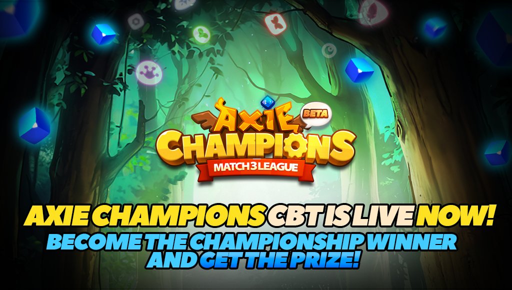AxieInfinity's tweet photo. Check. your. emails. 💌👀

If you signed up to the @AxieChampions CBT last week, you're in for a treat! It's time to play!

Axie Champions CBT officially kicks off now.

Meet you at the Champions League! 🏆 https://t.co/irW5tKDTiq