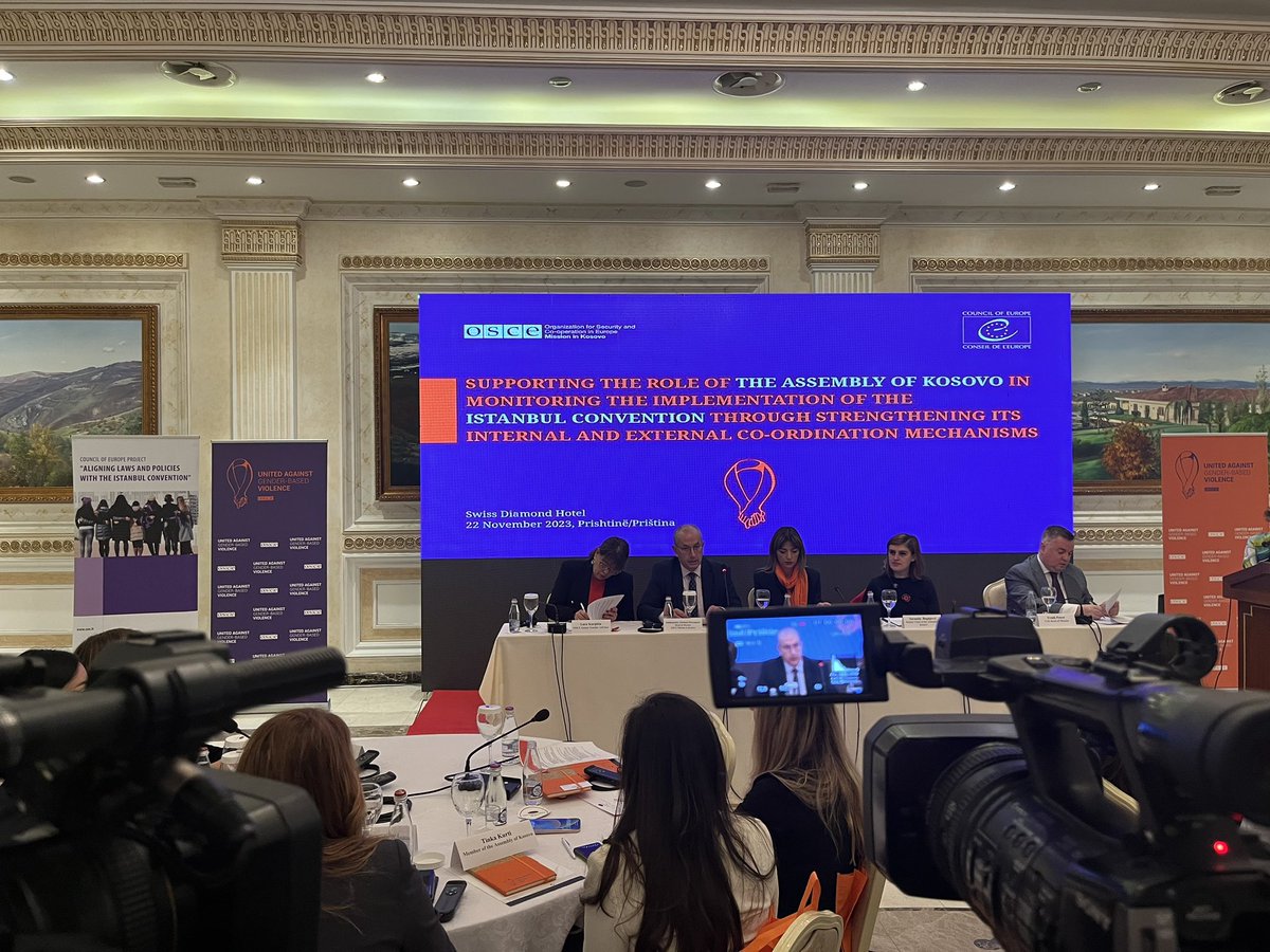 🔴 We’re live now: High-level roundtable with Deputy Speaker <a href="/SaraBogujevci/">Saranda Bogujevci</a>, Minister <a href="/albulenahaxhiu_/">Albulena Haxhiu</a>, Amb. @DavenportOSCE, CoE’s <a href="/frankpower/">Frank Power</a> and <a href="/LScarpitta_OSCE/">Lara Scarpitta</a> on supporting the #Kosovo Assembly #oversight role in monitoring Domestic Violence legislation &amp; Istanbul Convention