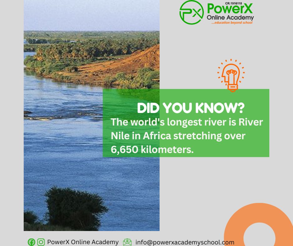 PowerXAcademy's tweet photo. Today on #PowerFact, we are taking a look at the longest river in the world.
Here are five facts you should know about River #Nile.
1. It's the longest river on Earth.
2. There's more than one Nile.
3. People spent centuries searching for its source. Read more... https://t.co/1JDfqLhn9Y