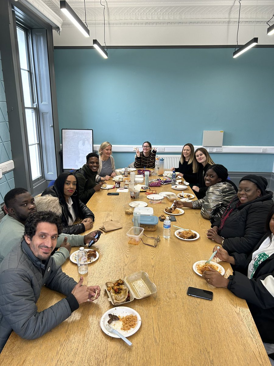 Jollof rice, chicken tikka, Cornish pasties, scones and even pork scratchings! 😋 - amazing first course bring and share lunch with our students bringing in food from their home nations for us all to try together