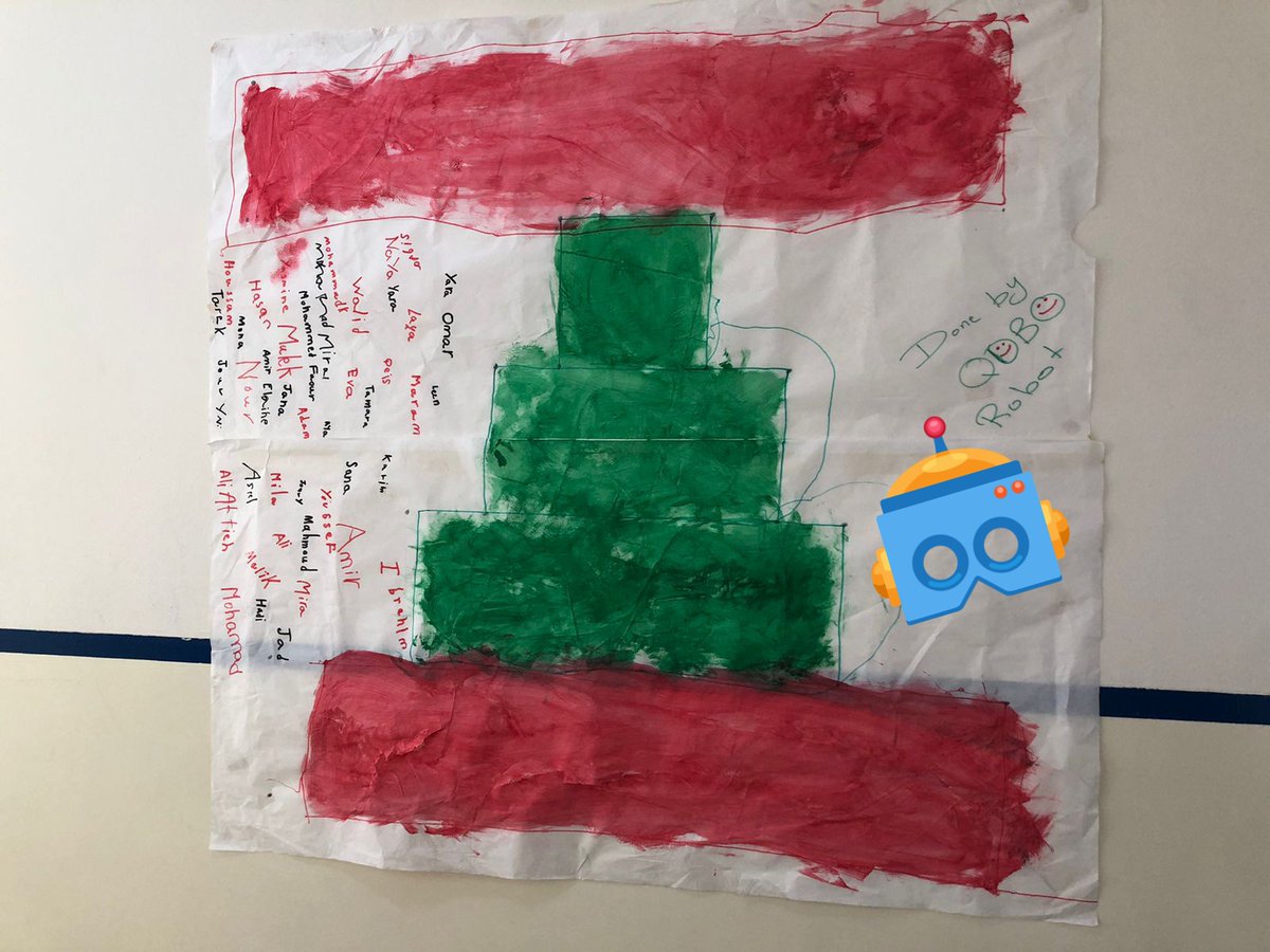 DawhaRobotics's tweet image. Everyone can draw a flag but no flag can compete against the one #qobo did🤖. 
A little bit of #coding cards and a great deal of love for our country were enough to make our snail go wild with a pen🇱🇧. 
@makdawhaschool @soha_nj #Independence_day #STEAM #robotics #عيد_الاستقلال