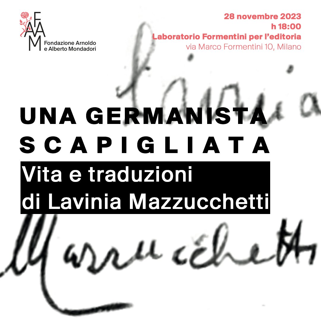 28 novembre, h 18:00 |
@Lab_Formentini
Un dialogo a partire dal volume 'Una germanista scapigliata. Vita e traduzioni di Lavinia Mazzucchetti' di Anna Antonello, con l'autrice, Maurizio Pirro e Sara Sullam.
@quodlibet_ 
🔍bit.ly/unagermanistas…