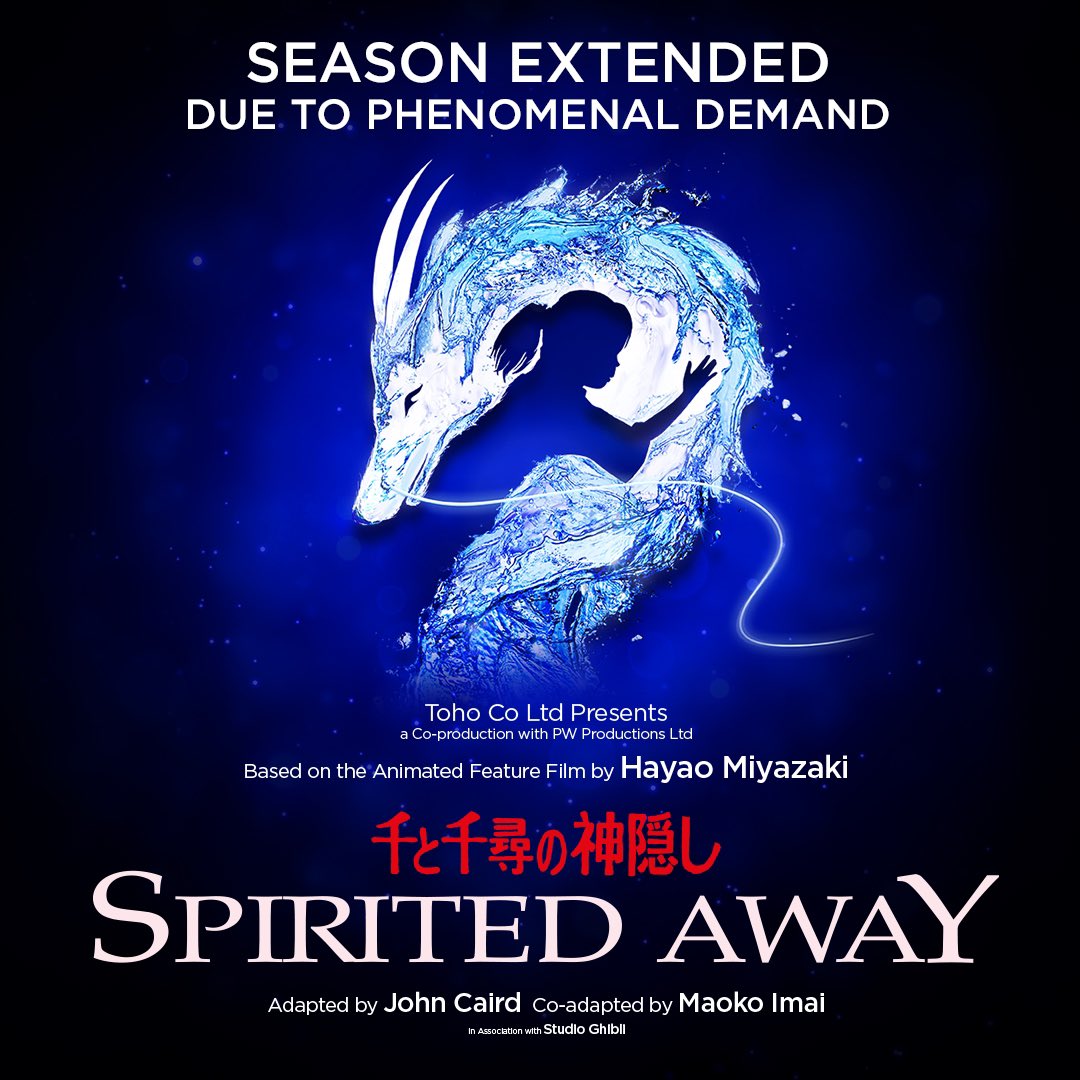 SEASON EXTENDED DUE TO PHENOMENAL DEMAND!🐉 We’re delighted to announce FIVE MORE WEEKS have been added to our limited season @LondonColiseum next year, with 10,000 more tickets under £30 just released. Grab yours now and get ready to be #SpiritedAway ♨️