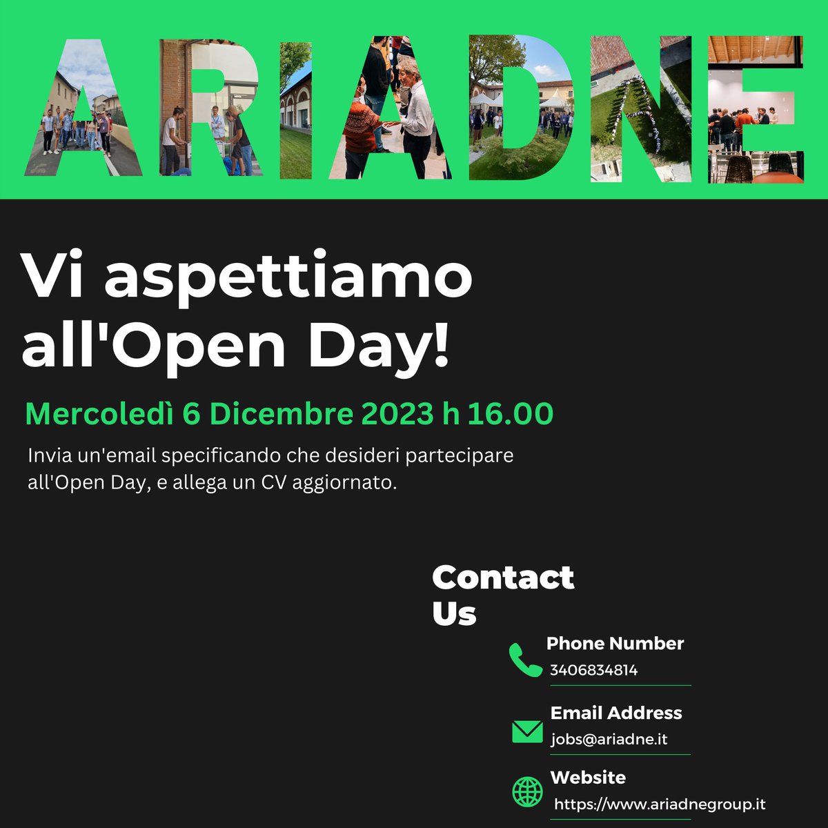 AriadneGroup's tweet photo. We are #hiring! 🔹
Software Engineers🔹DevOps Engineers🔹Junior Project Manager. 
Partecipa all'Open Day il 6 dicembre, h 16.00 nella sede di #AriadneGroup a Trivolzio (PV).  
Invia una mail con CV aggiornato a jobs@ariadne.it o chiama 3406834814 https://t.co/Xz9vxKUd2s