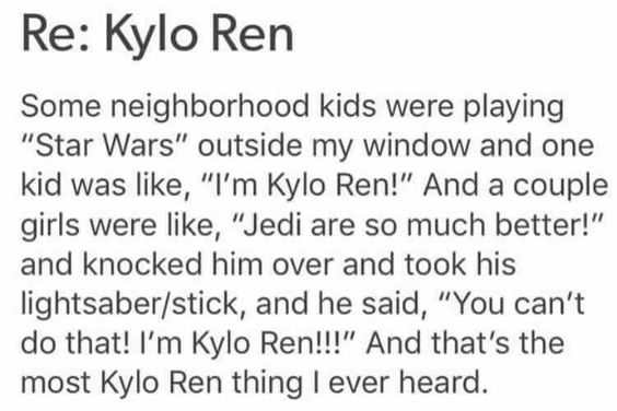 The most unbelievable aspect to the story is kids playing Star Wars without an XBox console, or just<a href="/tag/ddlg"class="tags"><span>#ddlg</span></a>