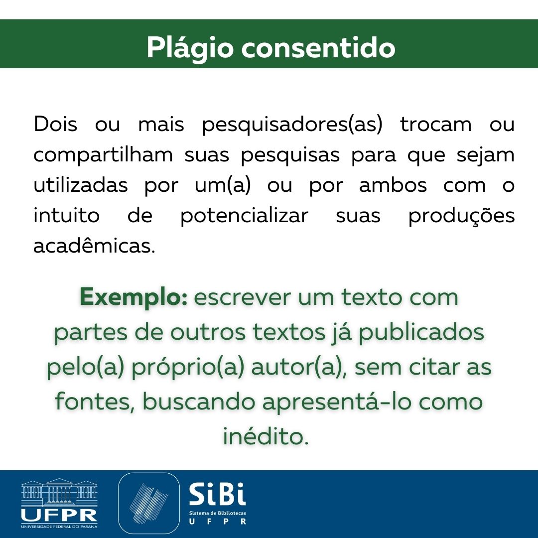 sibiufpr's tweet photo. Tipos de plágio: autoplágio e plágio consentido. https://t.co/HL3LwxlZ2F