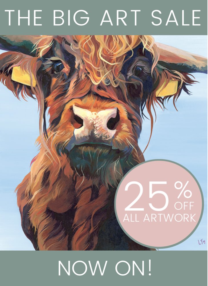 NOW ON! Lauren’s Cows Big Art Sale! Shop our full range of artwork all at 25% off! 
It’s the perfect time to stock up on some Christmas presents, or just treat yourself! 

laurenscows.com/c/artwork/

#BlackFriday #cowart #sale #highlandcow