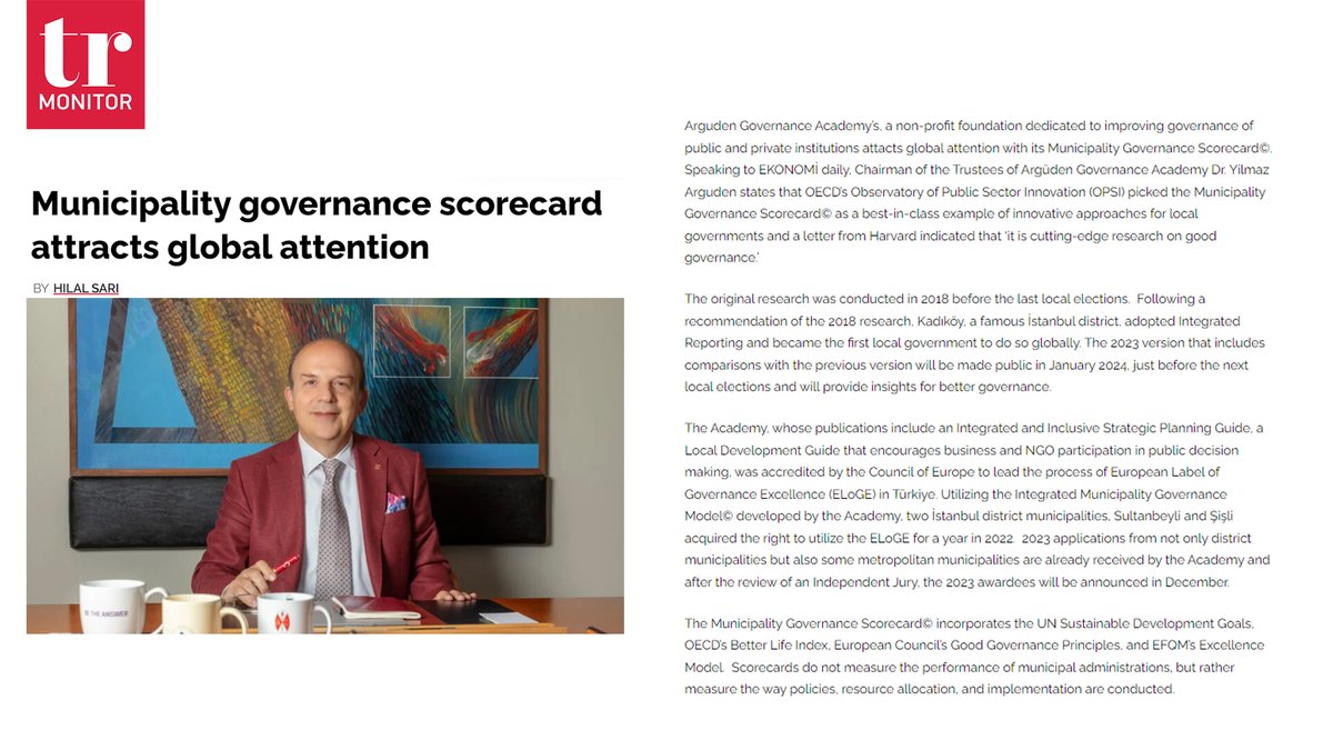 ArgudenAcd's tweet photo. Municipality Governance Scorecard attracts global attention.

To read: https://t.co/9XssIRmOmV

@trmonitornet
#Municipality #Governance #LocalGovernments https://t.co/tsIlhOJZnm