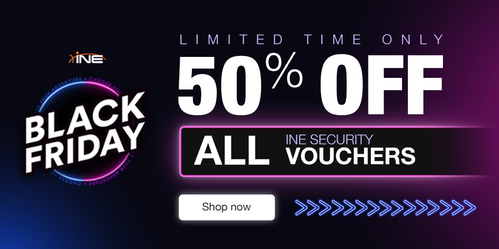 LIMITED TIME BLACK FRIDAY DEAL: Get 50% off INE Security