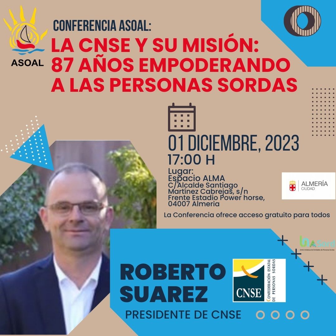 📢 El 1 de diciembre, <a href="/ASOAL1980/">ASOAL Personas Sordas</a> con el respaldo del Ayuntamiento de <a href="/aytoalm/">Ayuntamiento de Almería</a> y la Delegación de <a href="/AlmeriaJunta/">AlmeríaJunta</a> <a href="/IgualdadAND/">Inclusión Social, Juventud, Familias e Igualdad</a>  organizará una jornada informativa sobre el decreto 119/2023, coincidiendo con los actos del Día Internacional de la Discapacidad. Contaremos con
