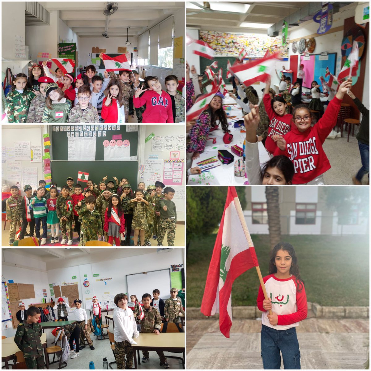 RHHS_Elementary's tweet photo. Independence Day Celebrations 🇱🇧
Elementary students bringing the vibrant colors of the Lebanese flag to life and spreading joy in classrooms and on the playground 🎊🎉#IndependenceDay  #nationalpride #celebrations #snapshots @RHHS_Saida https://t.co/bRuvG7XxPK