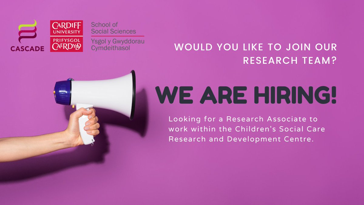 📣Do you have a passion for Children's Social Care Research? We are currently looking for a new Research Associate to join our team. 

More information about the post and application process can be found here:
➡️tinyurl.com/yhx3nv27