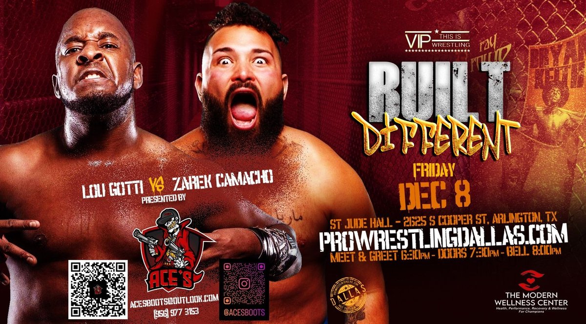 📢 Sponsored Match 📢📢

Lou Gotti vs #zarekcamacho 

This match is being sponsored by our good friend Rey Ace Chavarria at @acesboots

Contact him today via the QR Codes or contact information 

Acesboots@outlook.com 
(956) 977 3153
