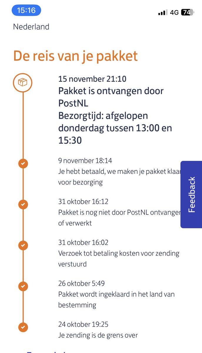 kivandeven's tweet photo. @PostNL 
Mijn pakket is 29dagen geleden verzonden. Medewerkers kunnen mij geen informatie geven en hangen op tijdens een gesprek????

UB000515690IS https://t.co/ZapKEpbXEX