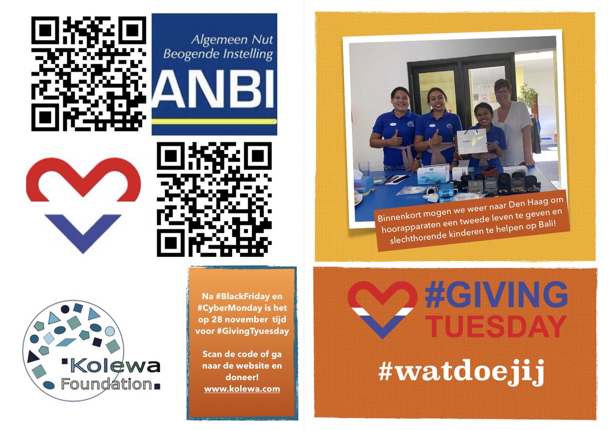 Binnenkort naar Sylvia bij #enginears in Den Haag! Er liggen hoorapparaten klaar om mee te nemen naar #Bali voor ons #project gericht op #slechthorendekinderen #givingtuesday #givingeverytuesday #watdoejij #doneer #qrcode kolewa.com