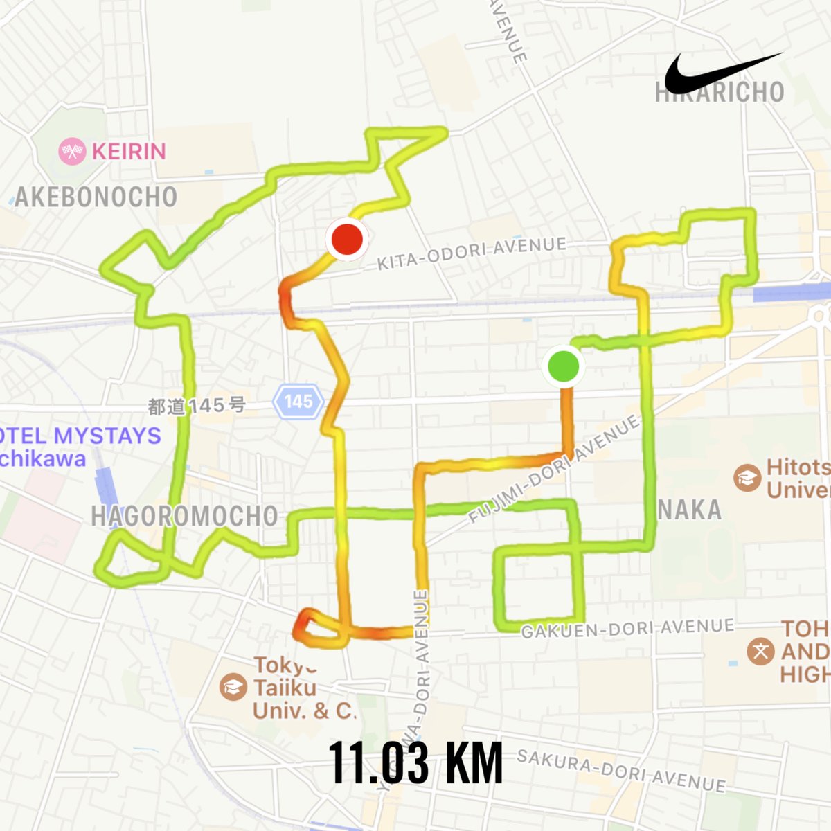 Nike⁠ Run Club アプリで 11kmを走りました