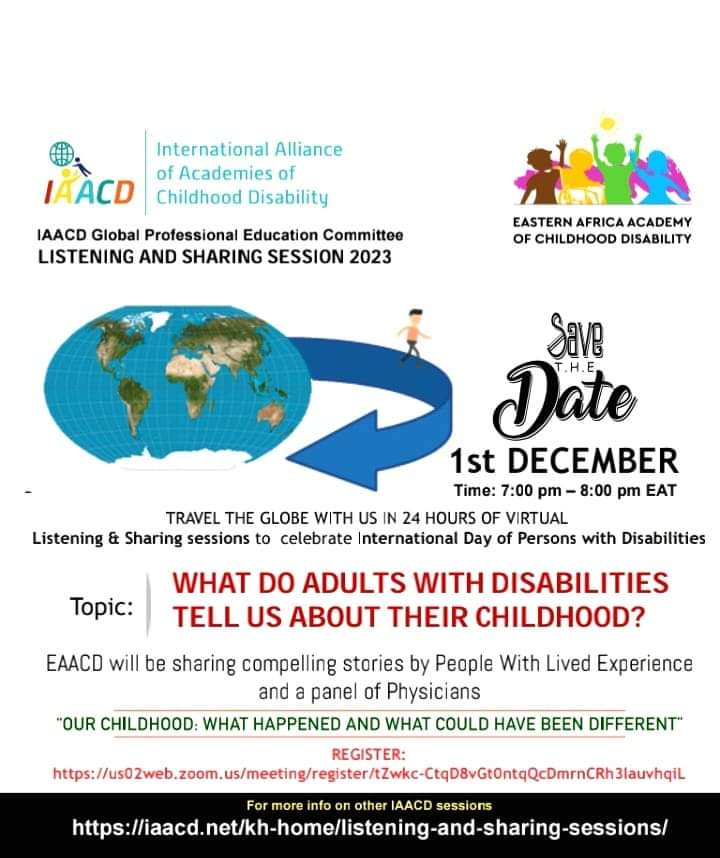 Join EAACD on December 1st at 7pm EAT to be part of the global panel between professionals and People With Lived Experiences sharing how their childhood could have been different! 
Register at 
us02web.zoom.us/meeting/regist…