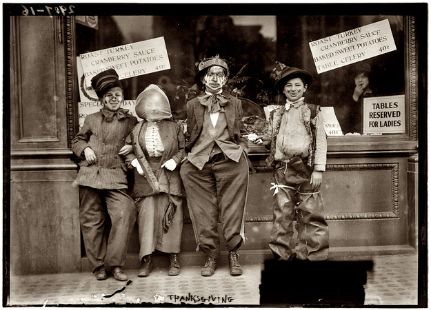 BrownstoneDetec's tweet photo. “ANYTHING FER #THANKSGIVING?” If you were celebrating #TurkeyDay in 1920s/1930s #NYC, this is what you would have seen! #NotHalloween! https://t.co/xkT6BD0N4H https://t.co/ivvlkvrmVL