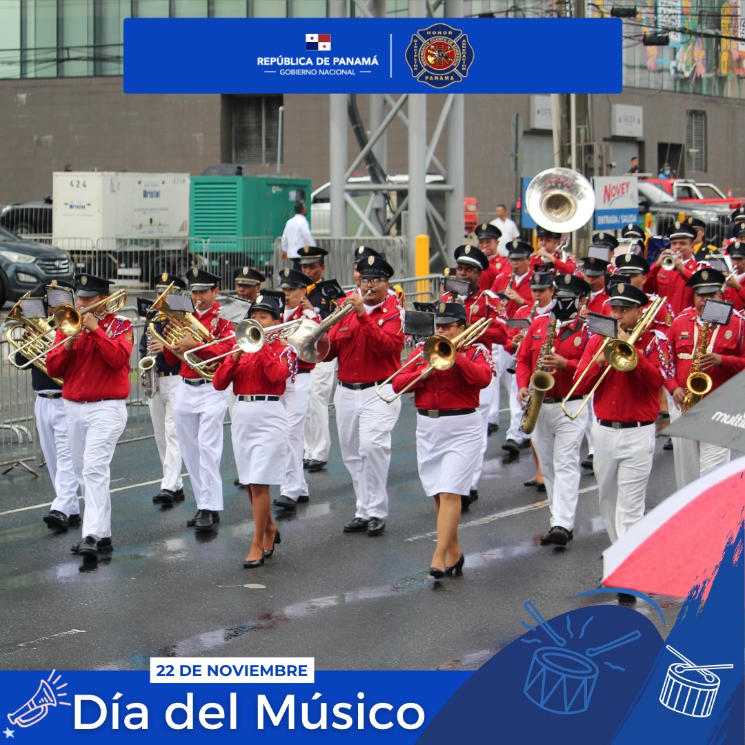Felicitamos a los músicos panameños en su día, en especial a los miembros de las Bandas de Música, Cornetas y Tambores de nuestra institución, a quienes agradecemos su digna representación y compromiso. Reconocemos su aporte permanente a la cultura de Panamá, que es invaluable.