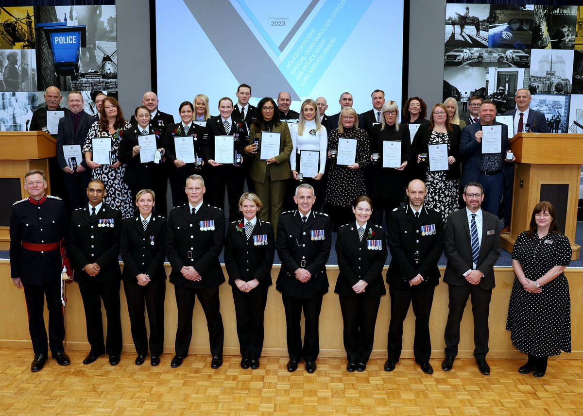 Congratulations to all of our officers and staff recognised at our #LongServiceAwards last night!

We couldn't be more proud of the dedication our teams have, to bring criminals to justice, care for victims &amp; keep #Lancashire safe 👏 👏

A huge well done to those recognised!