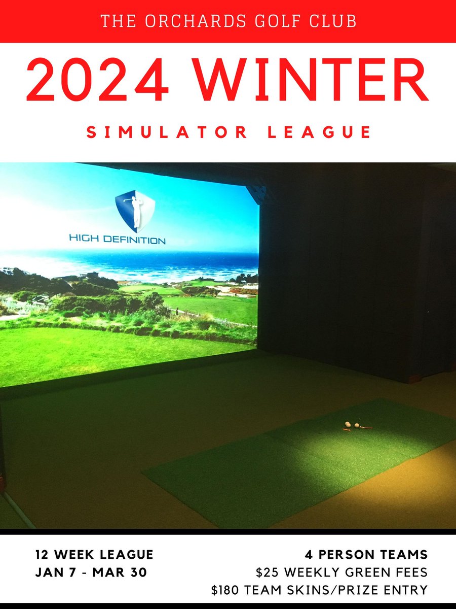 Our Winter Simulator League is now open for registration!! We will be starting the week of January 7th and running 12 consecutive weeks. For more information and/or to register click here: buff.ly/3xC7Aad