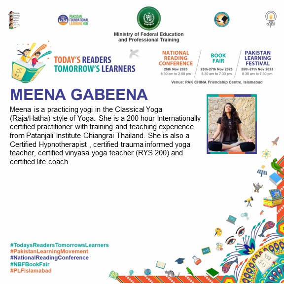 plf_pk's tweet image. Meet @YogaWithMeenaG, Certified Yoga Instructor, at #PLFIslamabad for a therapeutic session!

The event will be held from November 25th to 27th at the Pak-China Friendship Centre. The activities will commence at 8:30 am and conclude at 7:30 pm.

#PakistanLearningMovement
