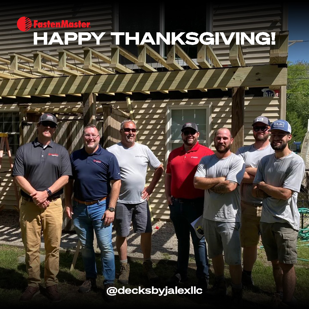 FastenMasterPro's tweet image. Happy Thanksgiving from FastenMaster!

We&apos;re thankful for all the PRO builders who value craftsmanship and quality in everything they do!

What are you thankful for?

#FastenMaster #FastenMasterPRO #PRODriven #Thanksgiving
