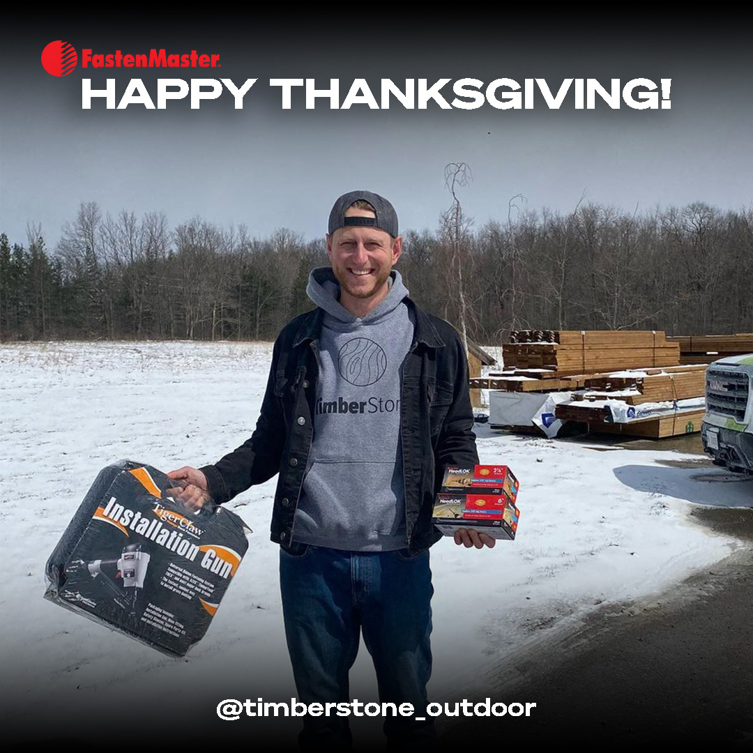 FastenMasterPro's tweet image. Happy Thanksgiving from FastenMaster!

We&apos;re thankful for all the PRO builders who value craftsmanship and quality in everything they do!

What are you thankful for?

#FastenMaster #FastenMasterPRO #PRODriven #Thanksgiving