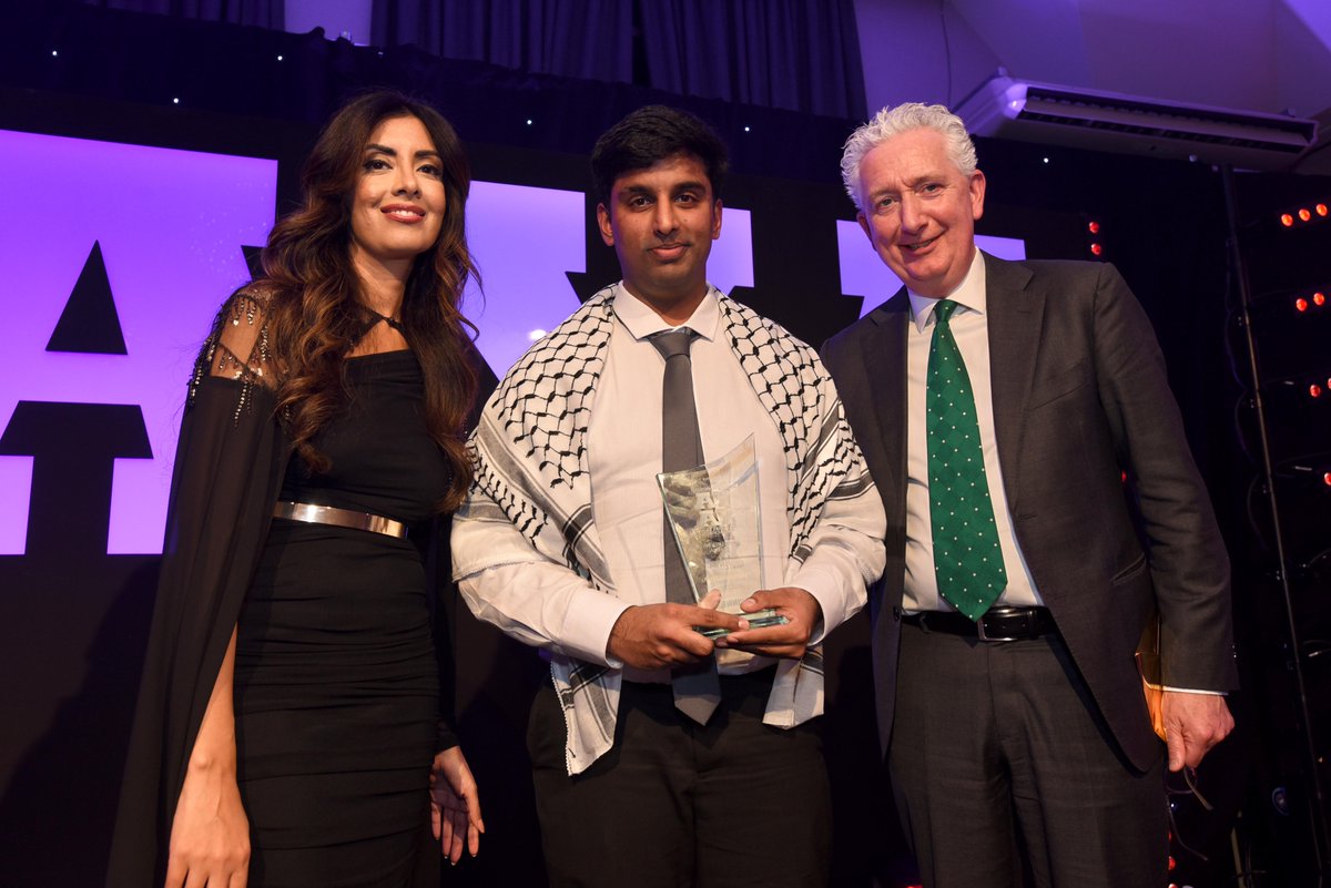 Mohammad Malik, 24, was awarded Achievement in Education, sponsored by @LanguageCertorg. Studying PhD in Politics @UniOfYork. Organised trips to refugee camps, helped Afghan refugees to integrate in York. Malik provides mentorship for students who want to enter higher education.
