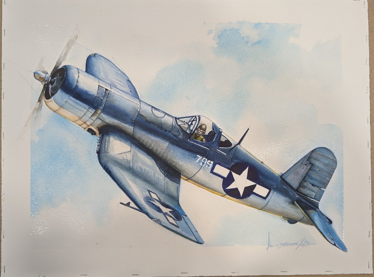 FdOrangeARTSOF's tweet photo. #chanceVought #Corsair #F4U1D #watercolorpainting by #fOrangeArt #baldinottifrancois former official french air force painter #PAE #peintredelairetdelespace  #avgeek #aviationart #aviation  #aviationdaily #aviationlovers #USNAVY #USMC #usmarines #warbird #ww2 #pacificwar https://t.co/RnPBHhNNn5
