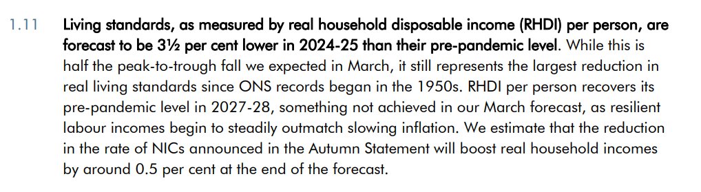 Small print alert: 'The largest reduction in real living standards since ONS records began in the 1950s....'