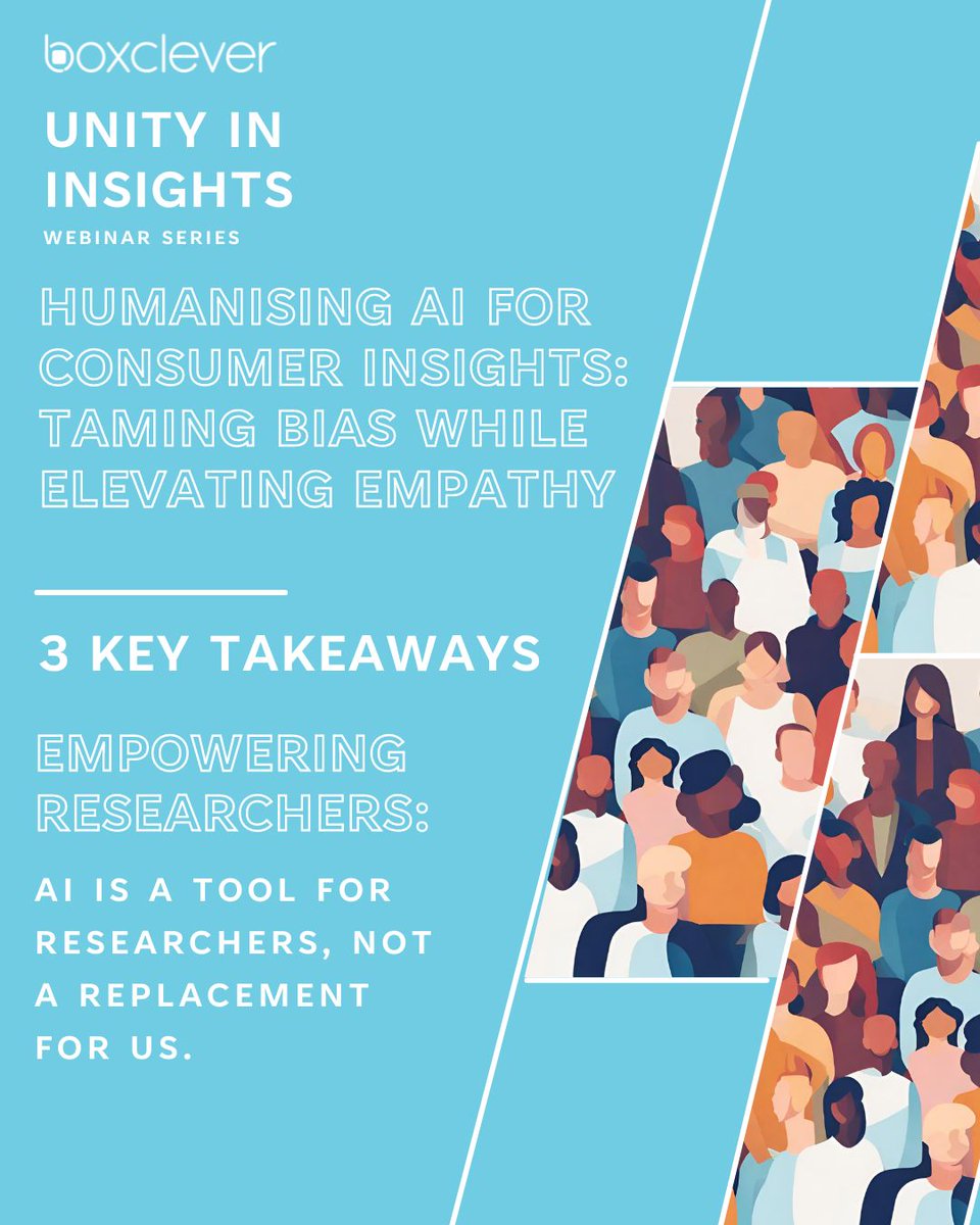 Weboxclever's tweet photo. 📢 Did you miss today's webinar "Humanising AI for Consumer Insights: Taming Bias while Elevating Empathy"?
👀 Fear not. You can watch the full session via the link in the comments and we have captured our 3 Key Takeaways for you.
#UnityInInsights #Boxclever #HumanisingAI #AI https://t.co/CVa2mrVgbF