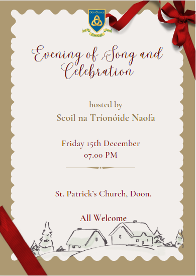 STNDoon's tweet photo. Our annual Christmas Carol Service will take place on Friday 15th December at 7:00 pm in St. Patrick’s Church, Doon. All are welcome! https://t.co/M6v54Ugdy5