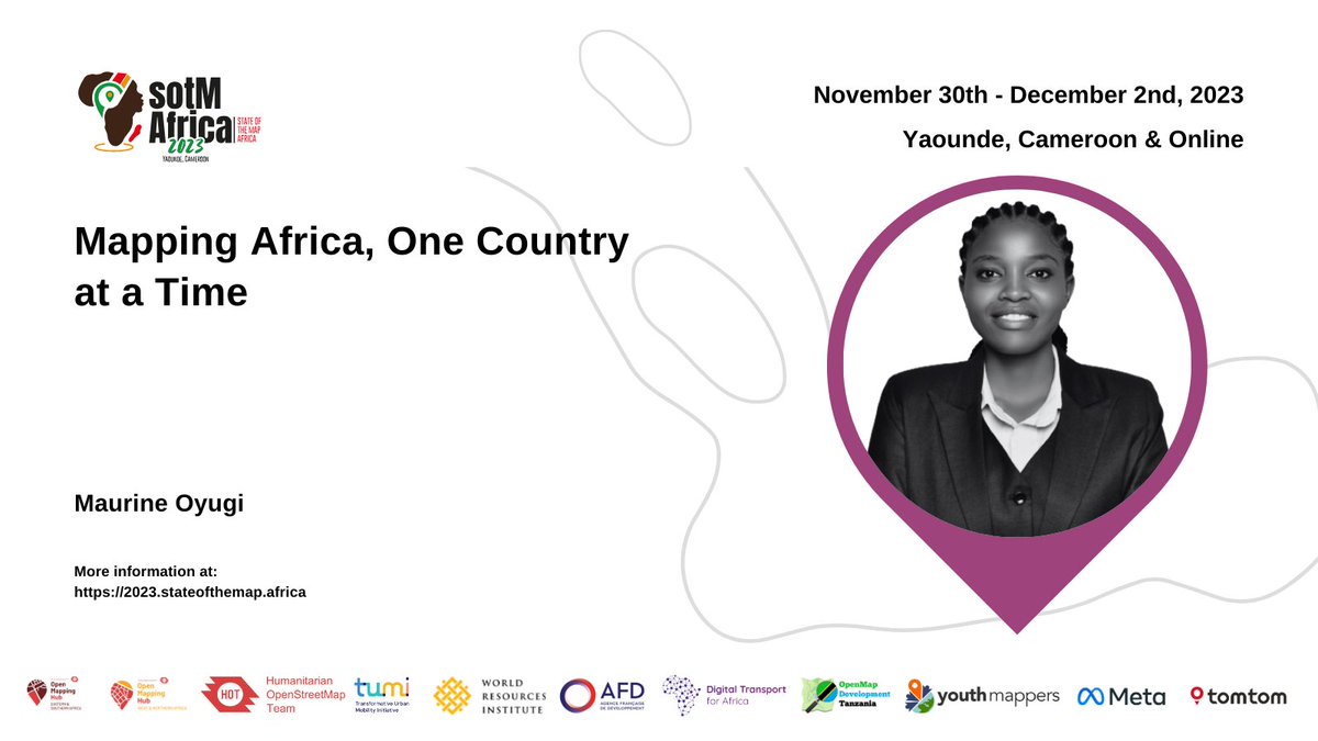 Join me at the #Stateofthemap #Africa on Dec 1st at 1300 hrs EAT/ 1000hrs WAT, Room 3 as I share my experience of mapping the beautiful landscape of Africa, one country at a time, representing @youthmappers.