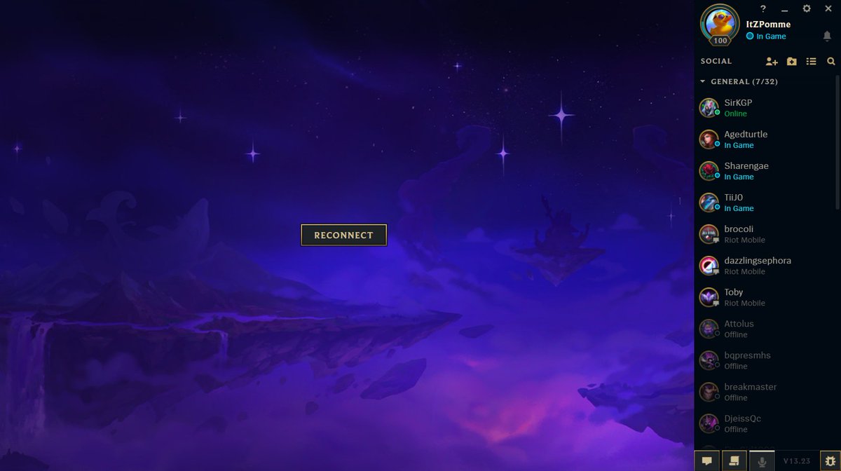 Game crashed mid game. During caroussel seems like the server stopped and i can't reconnect to the game neither on my phone nor my computer. Telling me impossible to connect to server... <a href="/TFT/">Teamfight Tactics</a> <a href="/LeagueOfLegends/">League of Legends</a> <a href="/RiotSupport/">Riot Games Support</a>