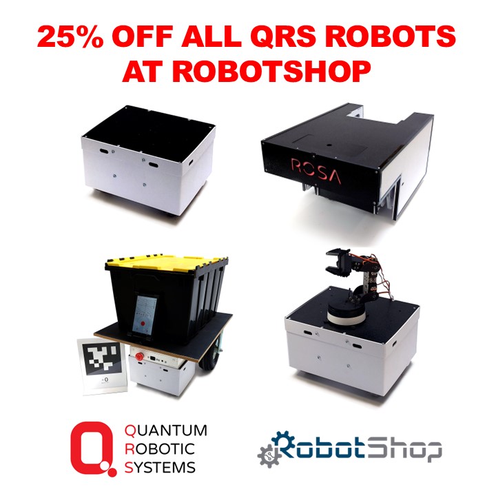 For a limited time, all of our #robots listed at @RobotShop are 25% off!

tinyurl.com/ycx6nbs4

#blackfriday #cybermonday #robot #robotics #technology #innovation #STEM  #ROS2 #assistivetech #newtech #techgadgets #autonomousmobilerobots #servicerobots #deliveryrobots #cobots