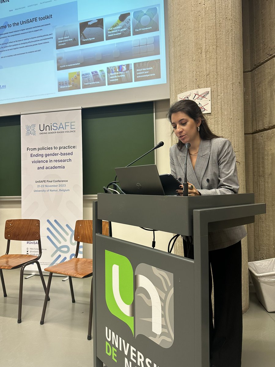 Day 2️⃣ of the #FCUniSAFE and <a href="/PanagiotaPolyk1/">Panagiota Polykarpou</a> from <a href="/MyYellowWindow/">Yellow Window Design</a> presented @UniSAFE_GBV toolkit in the session: "Where to start? Improving, Implementing and Assessing institutional policies with the UniSAFE toolkit".

👉unisafe-toolkit.eu
