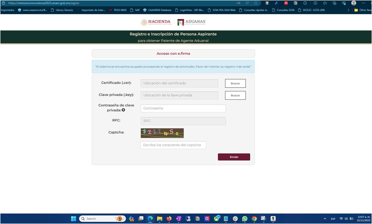 grapasos's tweet photo. @AduanasMx @Hacienda_Mexico @lopezobrador_, resulta imposible inscribirse en la web de la convocatoria ya que la página marca error en todo momento, hemos intentado desde el primer minuto de hoy, diferente navegador, diferente equipo y conexión y es inútil...apoyen a corregir el fallo https://t.co/sXvyu4ZPSS